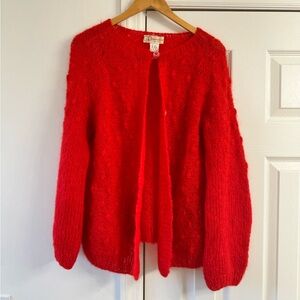 Vintage CP Creazioni Hand Knitted Itsly Red Cardigan Lg wool blend